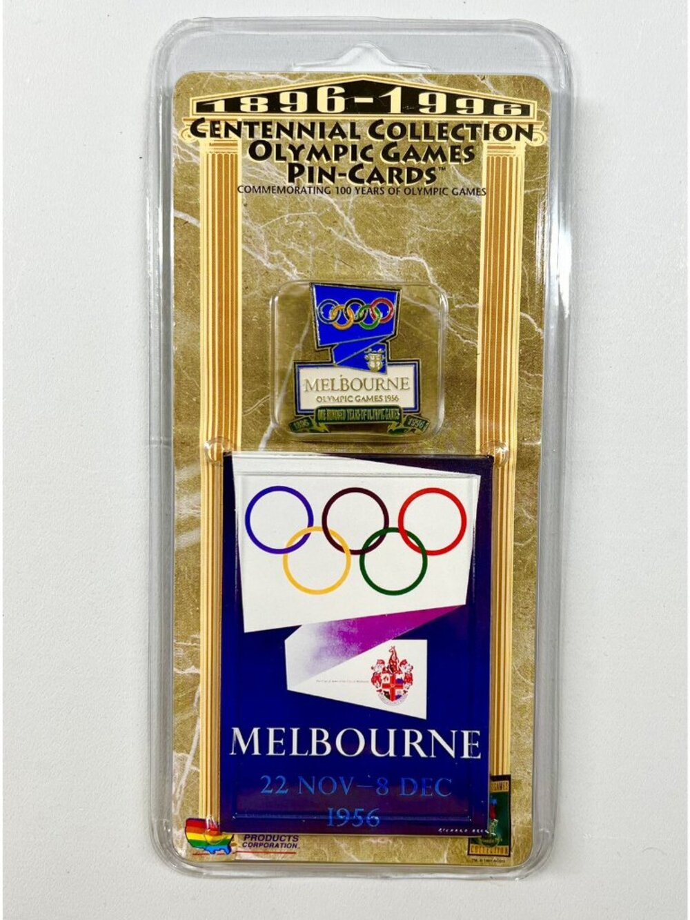 VTG 1996 Centennial Collection Olympic Games Pin on Card Sealed Melbourne 1956
